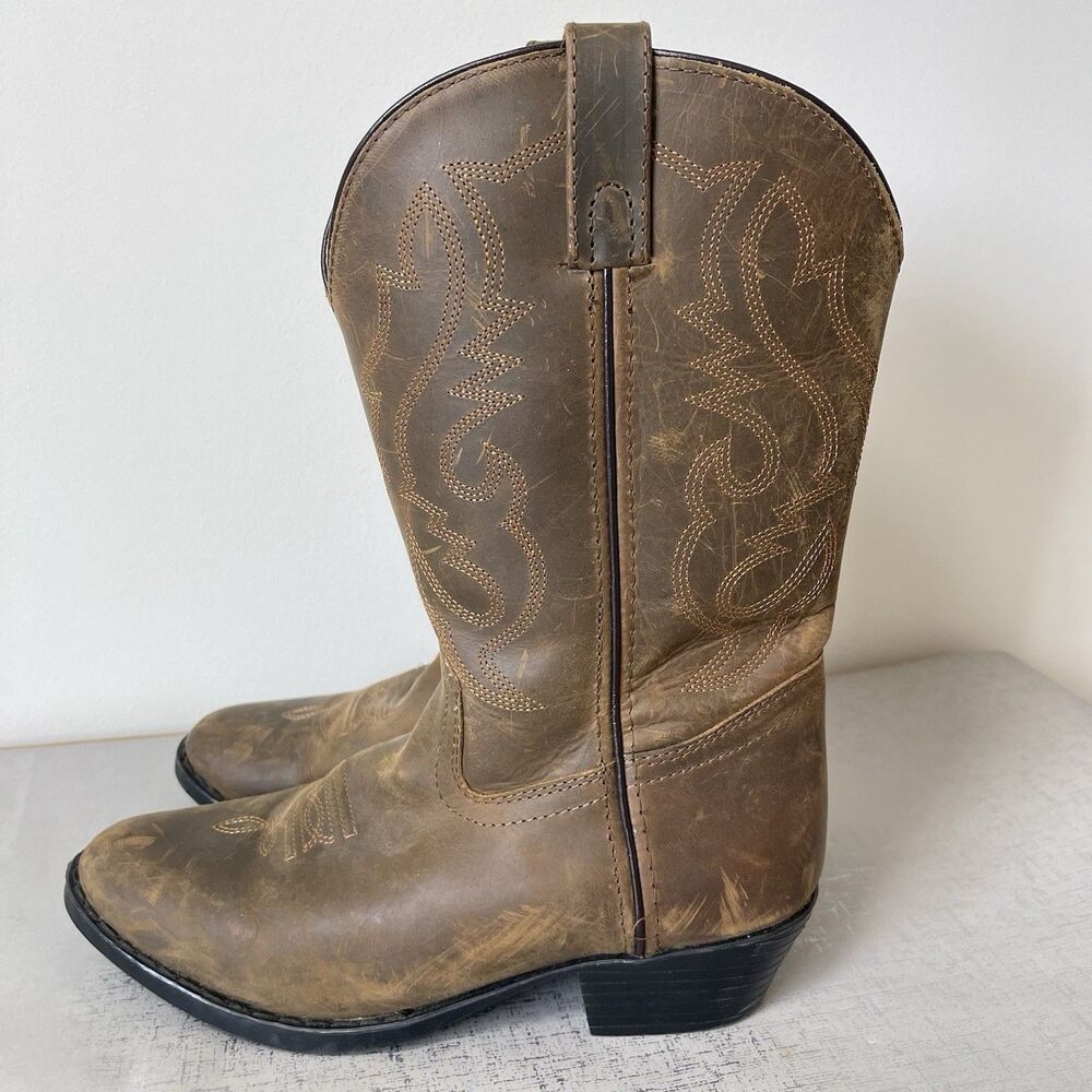 Cody James Oiled Dust Brown‎ Leather Western Boots Youth 6 D Style 43034Y